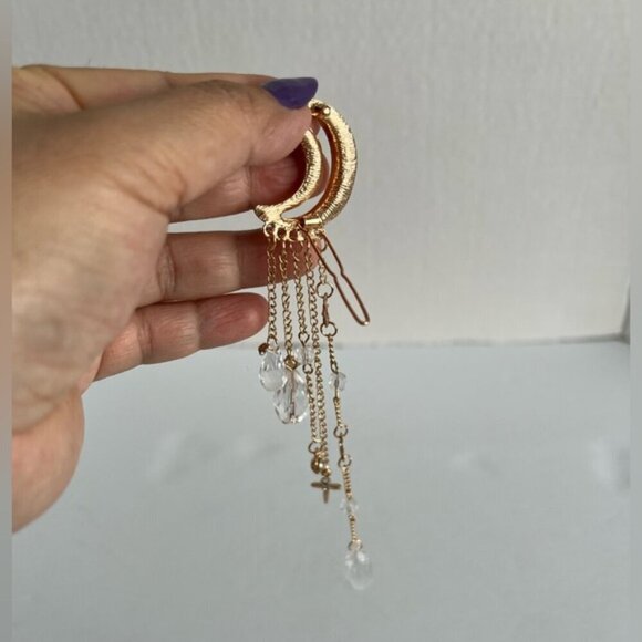 Barrette Star Moon Hair Clip - Gold Color. Size: OS. NIB. (1776) - Picture 5 of 10